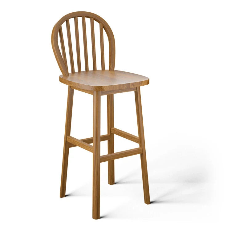2 Pieces 30 Inch Height Wooden Bar Stools with Backrest and Footrest