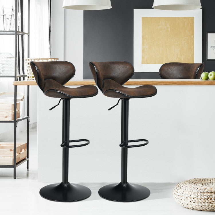 2 Pieces Adjustable Counter Height Bar Stools 360 Degrees Swivel Armless Dining Chair for Pub Kitchen