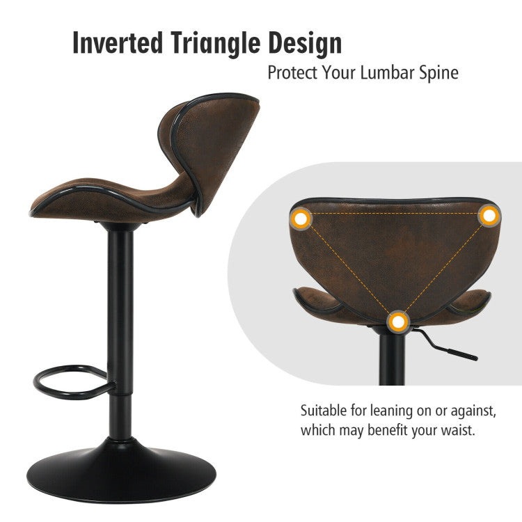 2 Pieces Adjustable Counter Height Bar Stools 360 Degrees Swivel Armless Dining Chair for Pub Kitchen