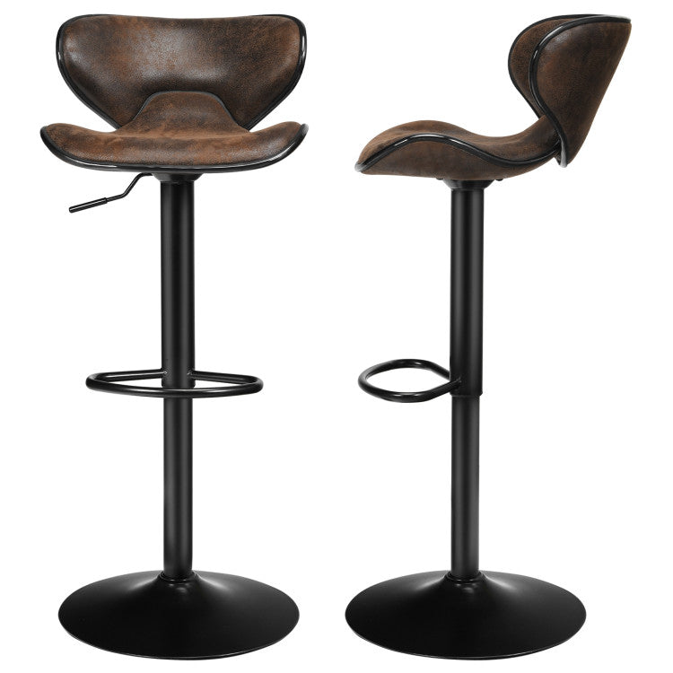 2 Pieces Adjustable Counter Height Bar Stools 360 Degrees Swivel Armless Dining Chair for Pub Kitchen