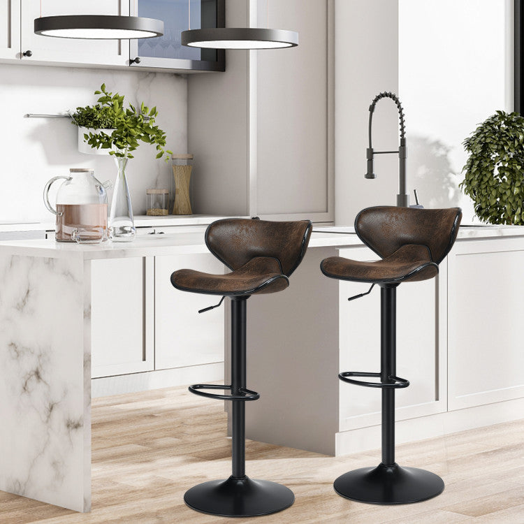 2 Pieces Adjustable Counter Height Bar Stools 360 Degrees Swivel Armless Dining Chair for Pub Kitchen