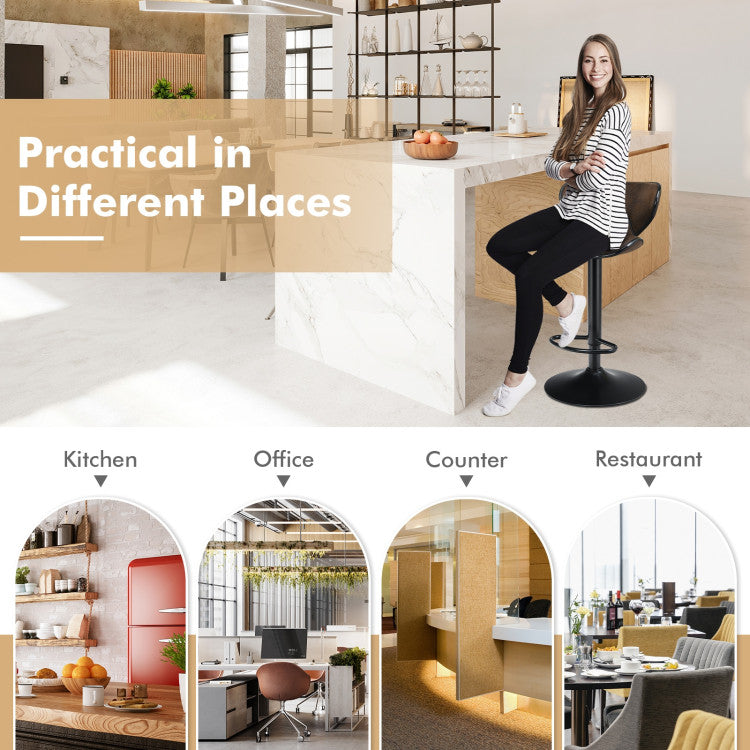 2 Pieces Adjustable Counter Height Bar Stools 360 Degrees Swivel Armless Dining Chair for Pub Kitchen