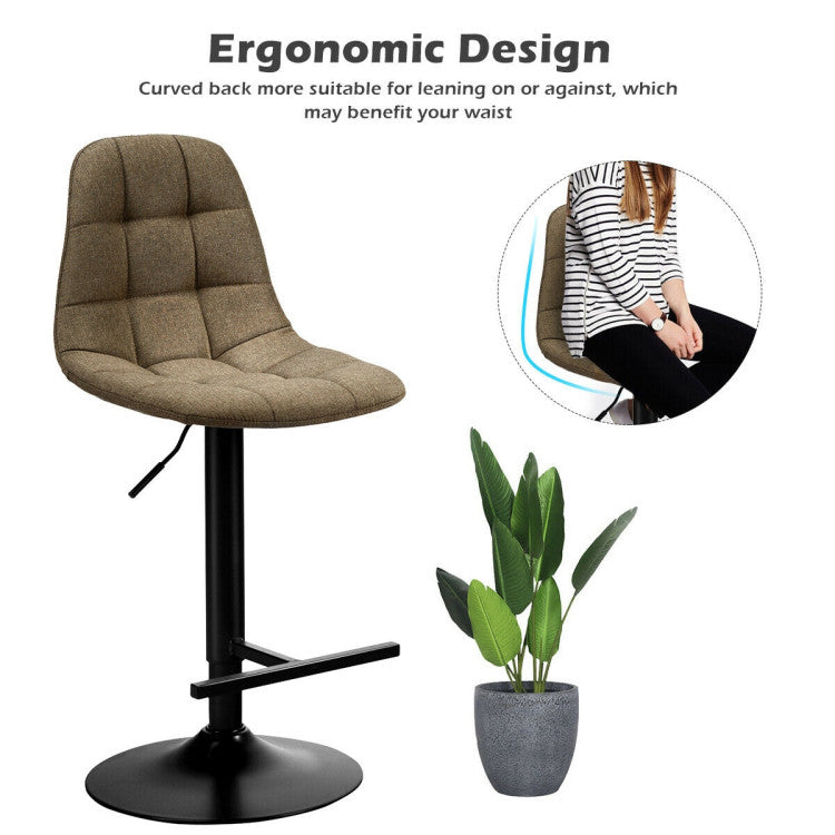 2 Pieces Height Adjustable Bar Stools 360 Degrees Swivel Armless Dining Chairs with Footrest for Kitchen Bistro Pub