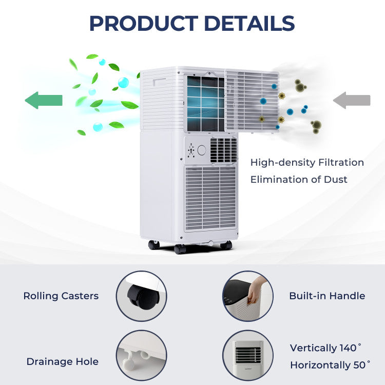 3-in-1 Portable Air Conditioner 10000 BTU AC Unit Air Cooler with Remote Control and 1-24 Hours Timer