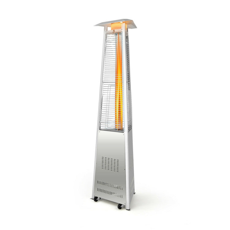 42000 BTU Outdoor Stainless Steel Pyramid Propane Heater With Ignition System and Wheels