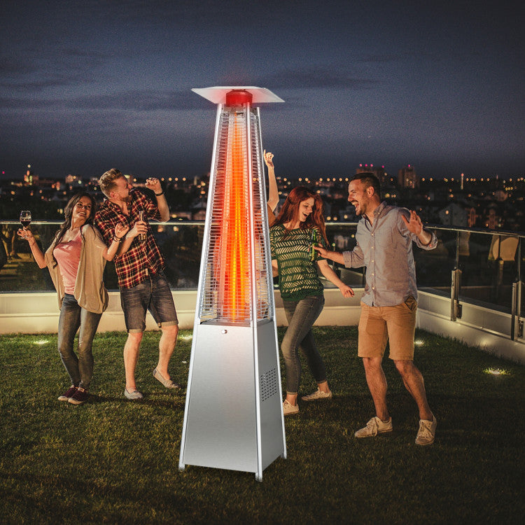 42000 BTU Portable Pyramid Stainless Steel Propane Patio Heater with Ignition System and Wheels