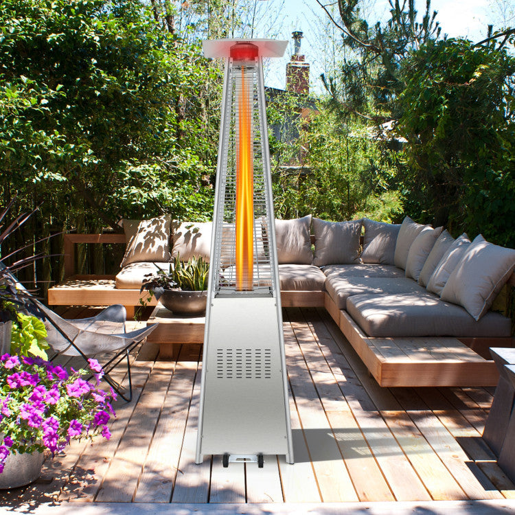 42000 BTU Portable Pyramid Stainless Steel Propane Patio Heater with Ignition System and Wheels