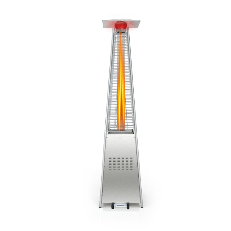 42000 BTU Portable Pyramid Stainless Steel Propane Patio Heater with Ignition System and Wheels