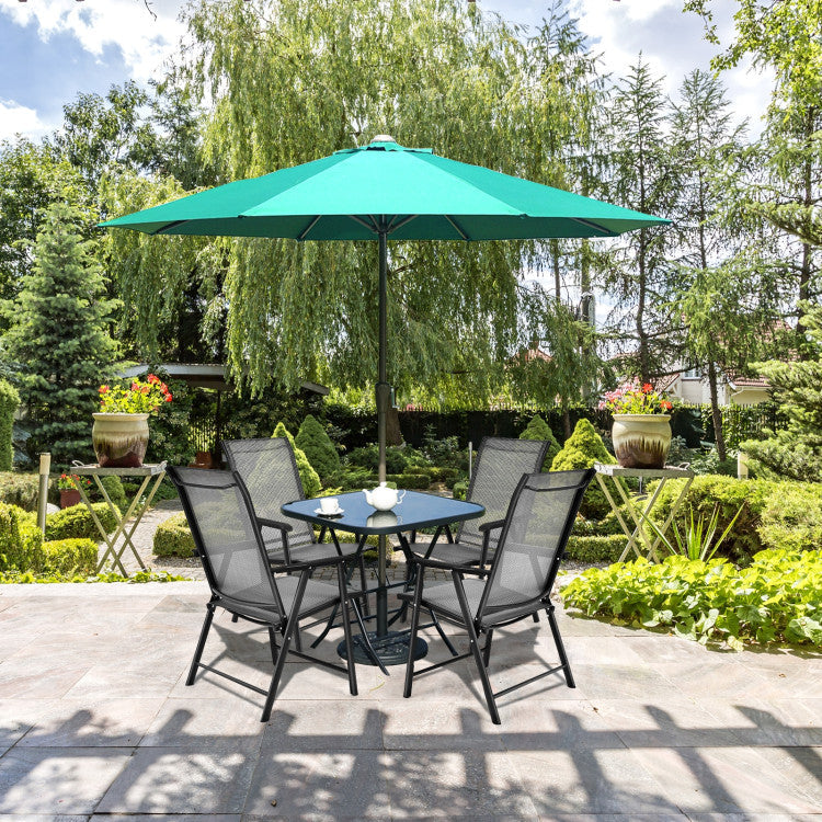 4 Pieces Outdoor Folding Textilene Chair Set Portable Patio Dining Chairs Sling Chair with Armrest for Camping Poolside Beach