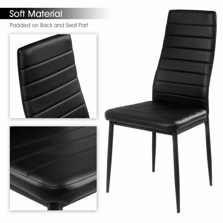 5-Piece Dining Table and Chair Set Kitchen Dining Room Table Set with Glass Tabletop and Metal Frame Chairs