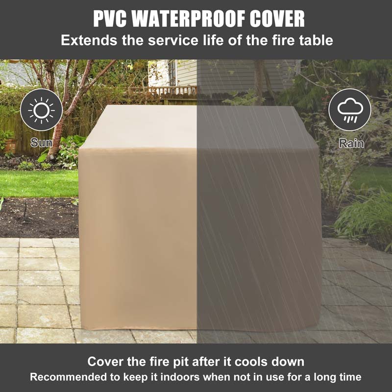 50000 BTU Outdoor Propane Fire Pit Table 30 Inch Square Gas Fire Pit with Waterproof Cover