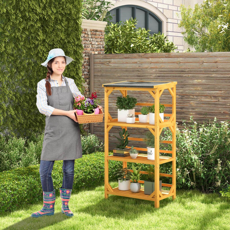 outdoor plant shelves and racks 54'' Outdoor Storage Shelves 3-Tier Wooden Plant Stand Rack Garden She
