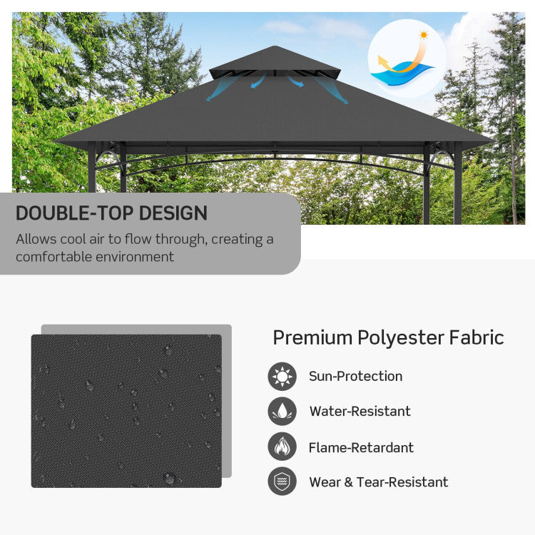 8 x 5 Feet Outdoor Grill Gazebo Patio Barbecue Canopy Tent Shelter with 2 Shelves and 5 Hooks