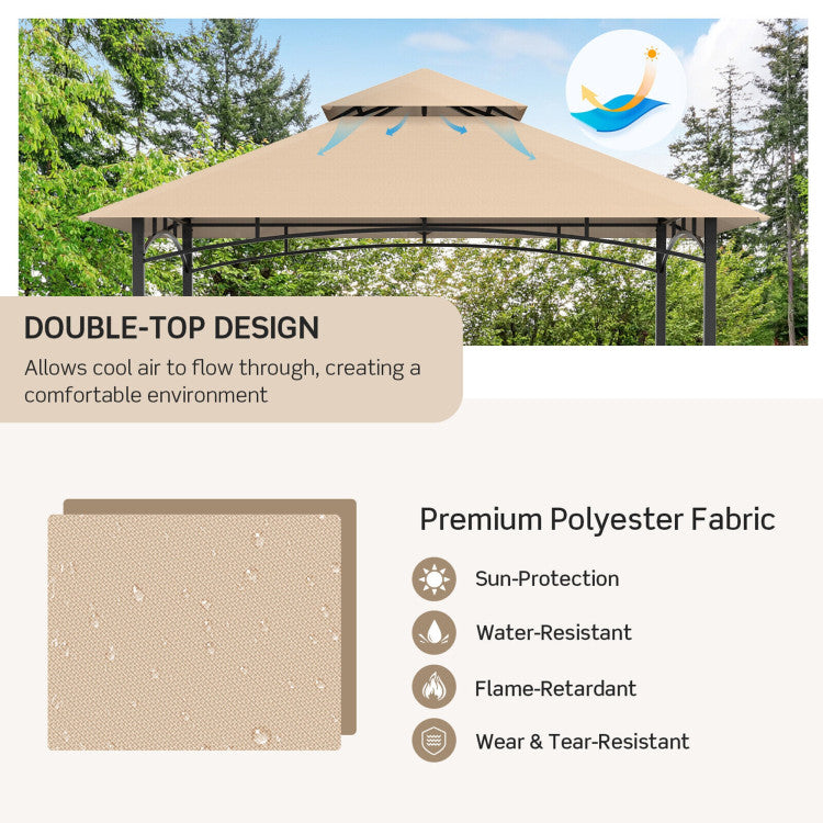 8 x 5 Feet Outdoor Grill Gazebo Patio Barbecue Canopy Tent Shelter with 2 Shelves and 5 Hooks