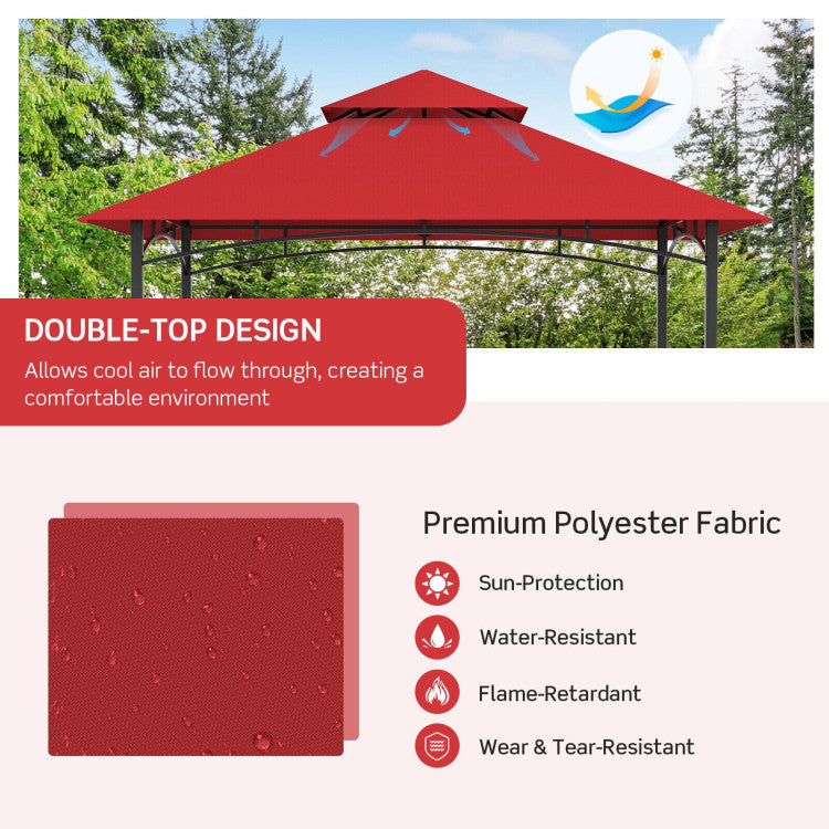 8 x 5 Feet Outdoor Grill Gazebo Patio Barbecue Canopy Tent Shelter with 2 Shelves and 5 Hooks