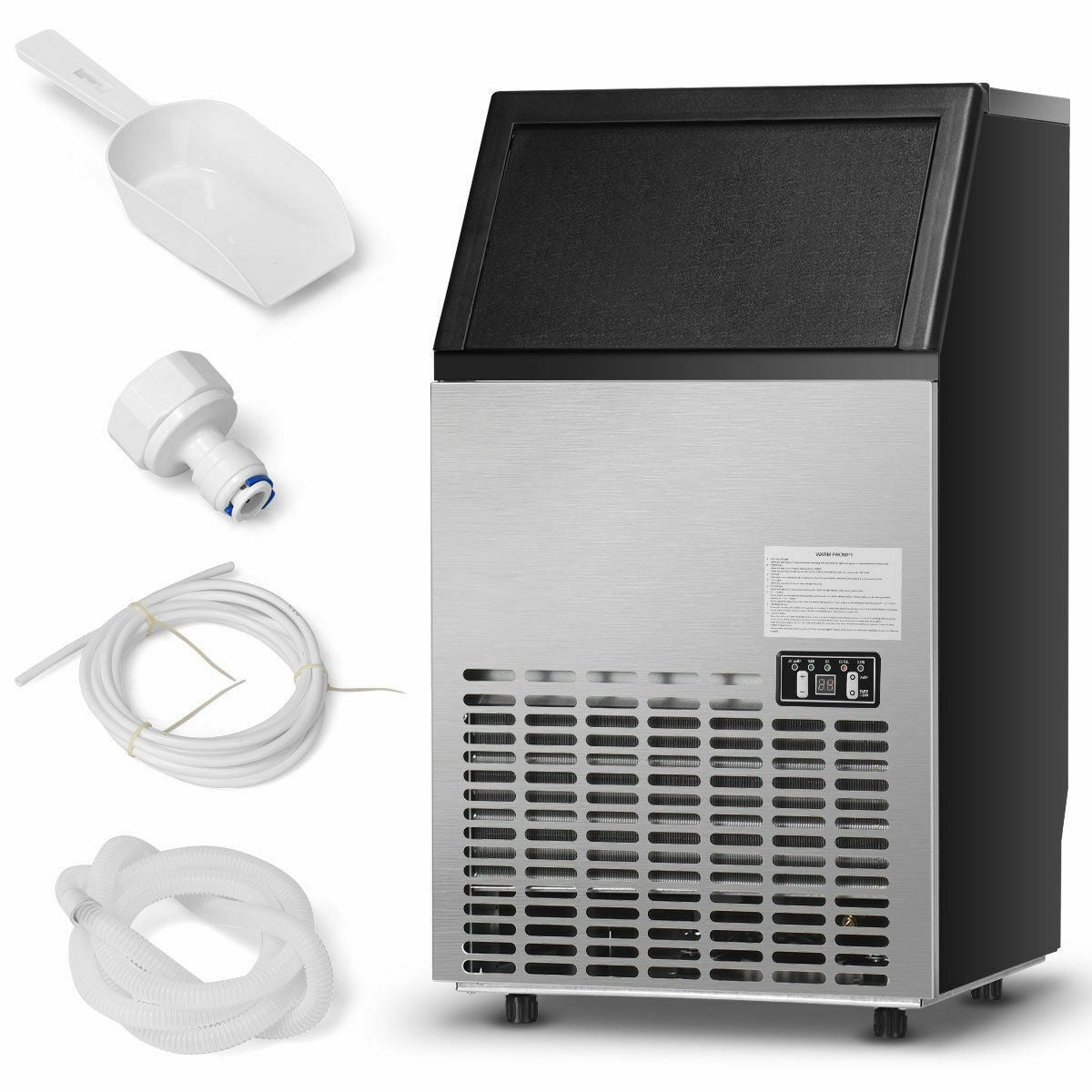 110LBS 24H Portable Built-In Stainless Steel Commercial Ice Maker Machine with Full Set of Accessories