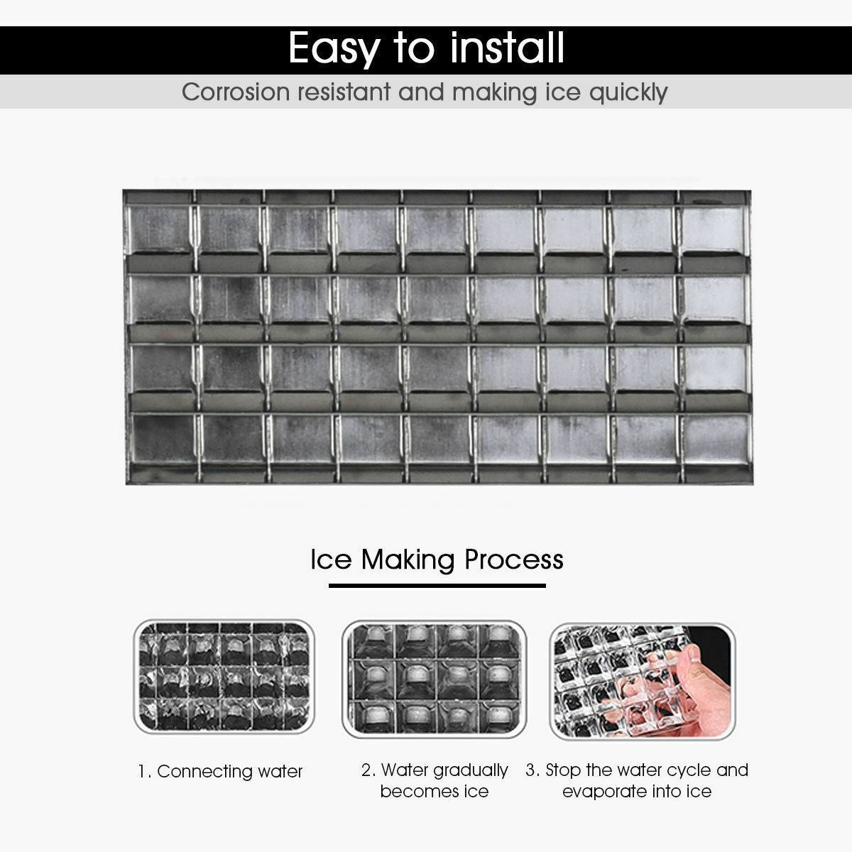 110LBS 24H Portable Built-In Stainless Steel Commercial Ice Maker Machine with Full Set of Accessories