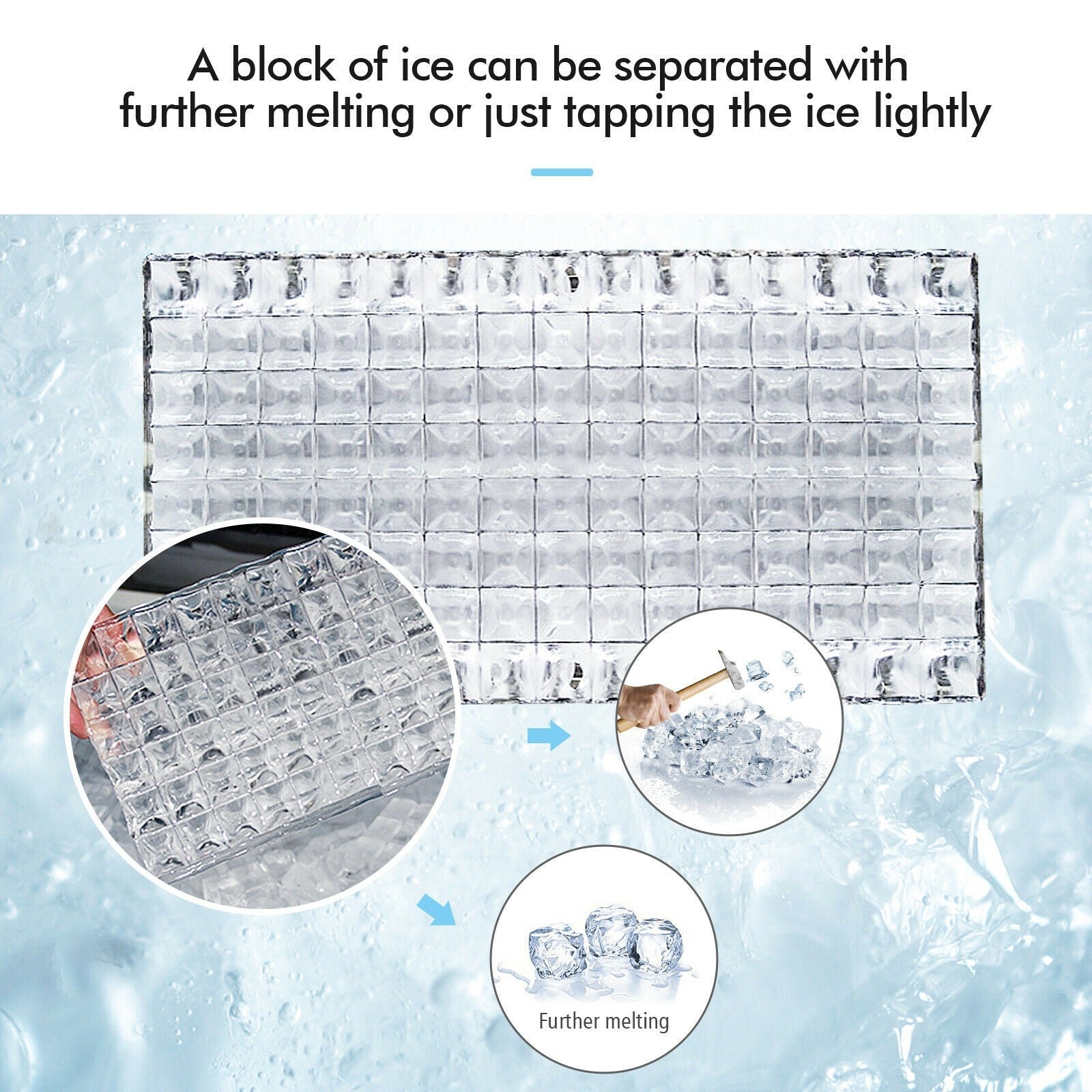 110LBS 24H Portable Built-In Stainless Steel Commercial Ice Maker Machine with Full Set of Accessories