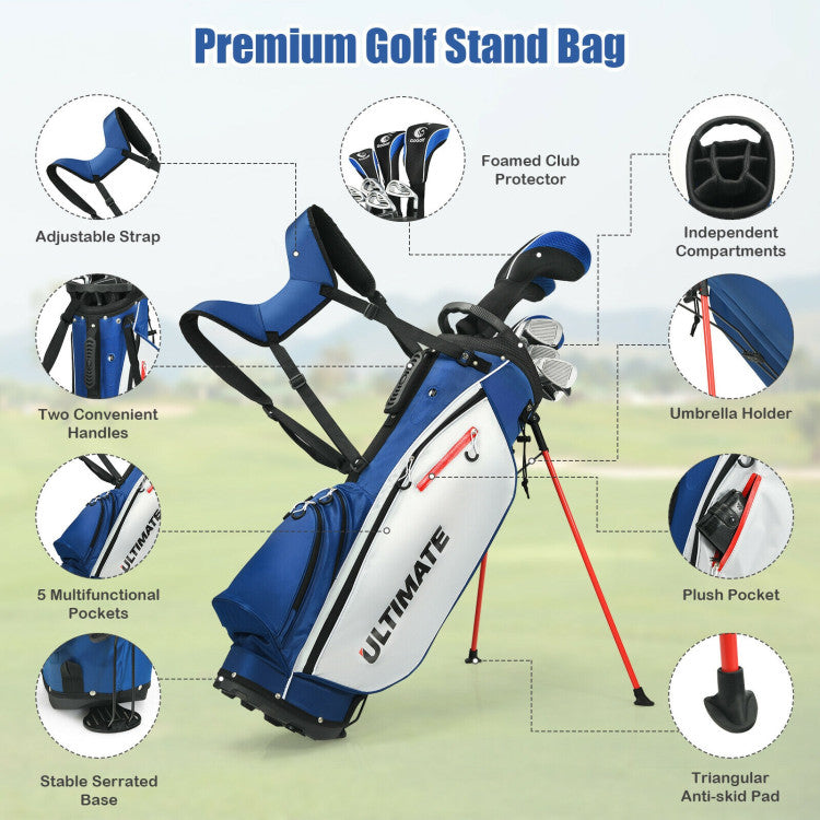 Complete Golf Clubs Package Set with Free Putter & Stand Bag for Men Women