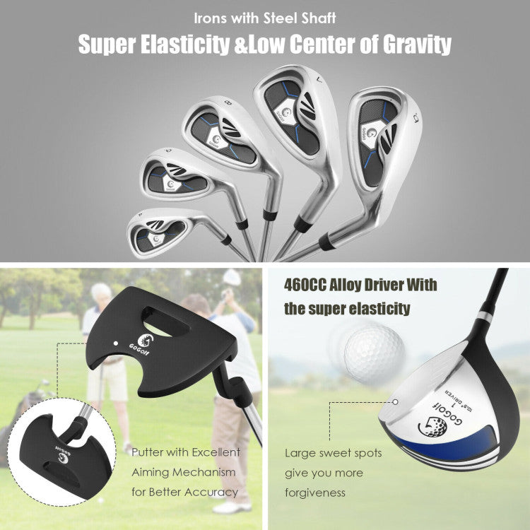 Complete Golf Clubs Package Set with Free Putter & Stand Bag for Men Women