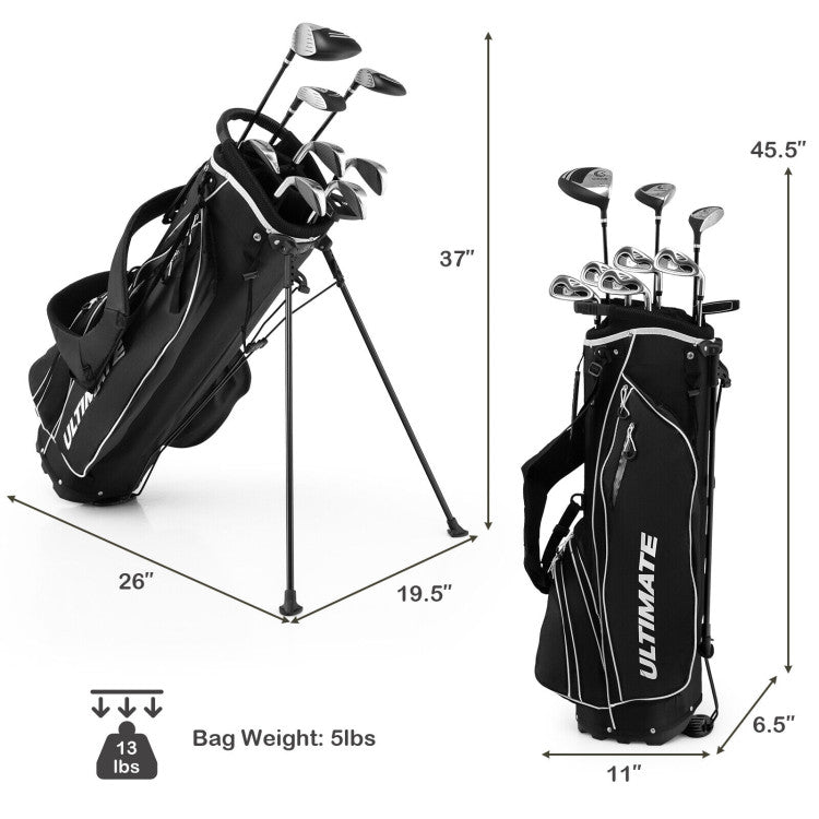 Complete Golf Clubs Package Set with Free Putter & Stand Bag for Men Women