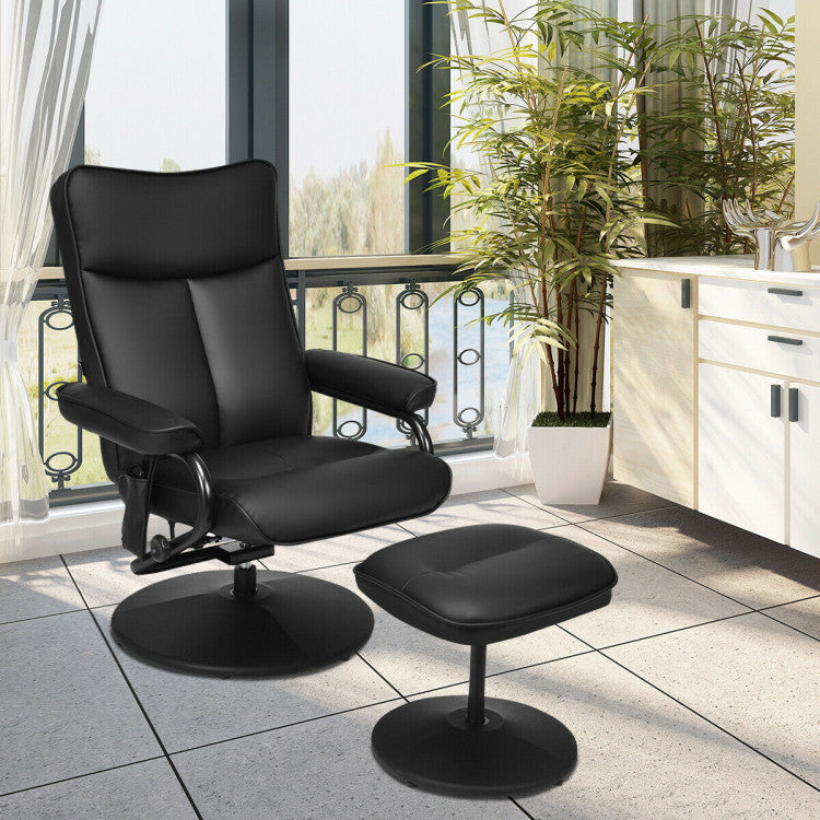 Electric Massage Recliner Chair Faux Leather Swivel Overstuffed Padded Seat Chairs with Remote Control and Ottoman