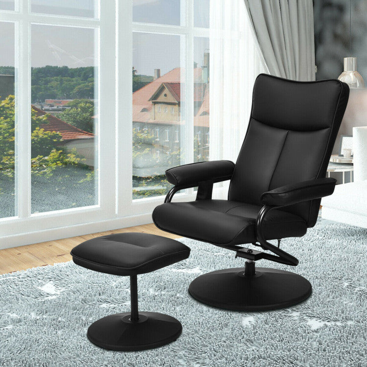 Electric Massage Recliner Chair Faux Leather Swivel Overstuffed Padded Seat Chairs with Remote Control and Ottoman