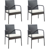 4 Pieces Outdoor Wicker Patio Dining Chairs with Padded Cushions for Balcony Garden Poolside