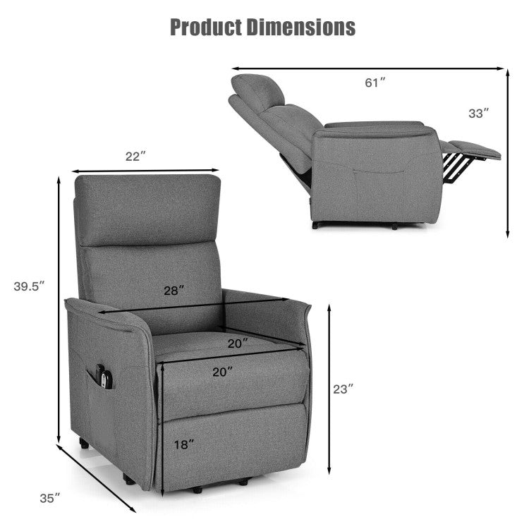 Power Lift Massage Recliner Chair Soft Warm Fabric Sofa Lounge Chair Home Theater Seating with Remote Control and Heavy Padded Cushion for Elderly
