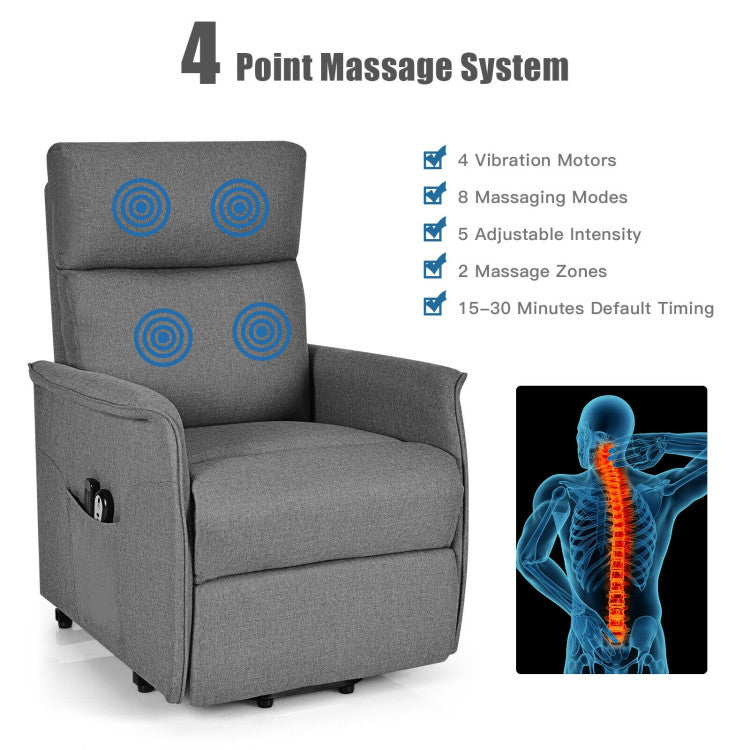 Power Lift Massage Recliner Chair Soft Warm Fabric Sofa Lounge Chair Home Theater Seating with Remote Control and Heavy Padded Cushion for Elderly