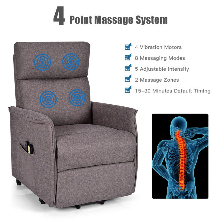 Power Lift Massage Recliner Chair Soft Warm Fabric Sofa Lounge Chair Home Theater Seating with Remote Control and Heavy Padded Cushion for Elderly