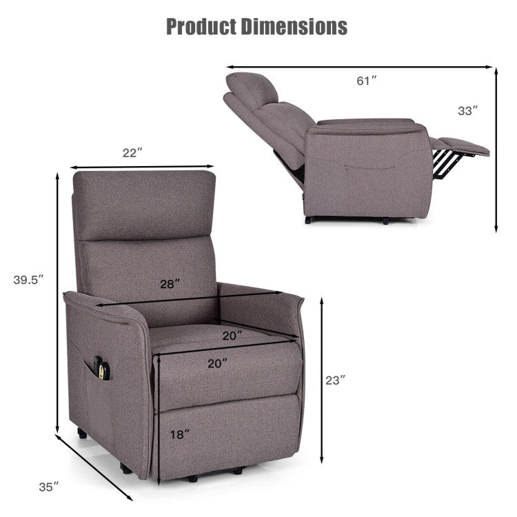 Power Lift Massage Recliner Chair Soft Warm Fabric Sofa Lounge Chair Home Theater Seating with Remote Control and Heavy Padded Cushion for Elderly