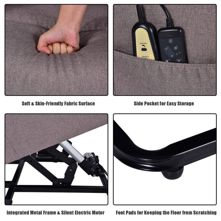 Power Lift Massage Recliner Chair Soft Warm Fabric Sofa Lounge Chair Home Theater Seating with Remote Control and Heavy Padded Cushion for Elderly