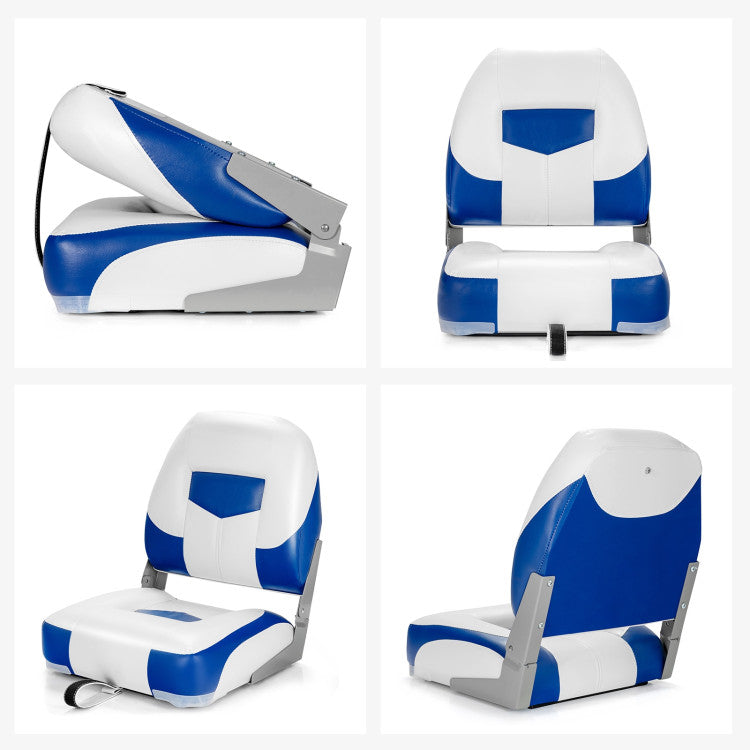 Set Of 2 High Back Folding Boat Seat Fishing Chair with Fully Filled Foam