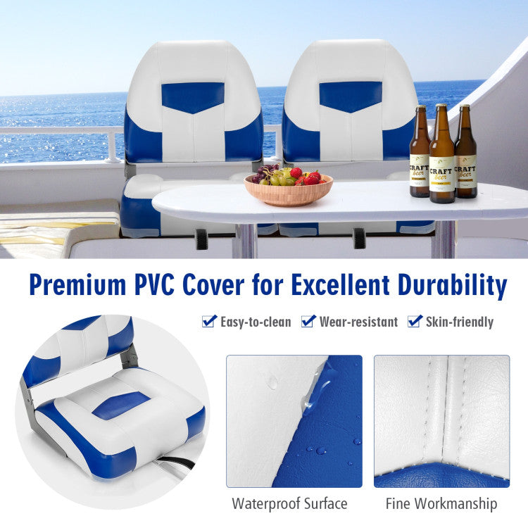 Set Of 2 High Back Folding Boat Seat Fishing Chair with Fully Filled Foam