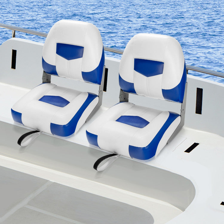 Set Of 2 High Back Folding Boat Seat Fishing Chair with Fully Filled Foam