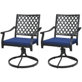 Set of 2 Patio Dining Chairs Outdoor 360° Swivel Rocker Chair Bistro Set with Cushion and Armrest