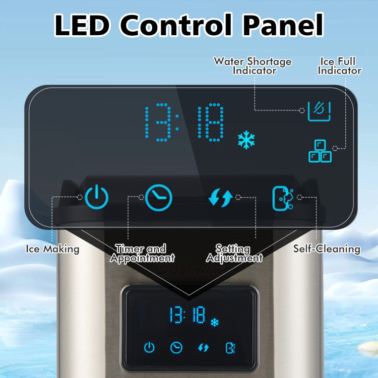 60LBS/24H Countertop Nugget Ice Maker Portable Pebble Ice Machine with 24H Timer and Self-Cleaning Function