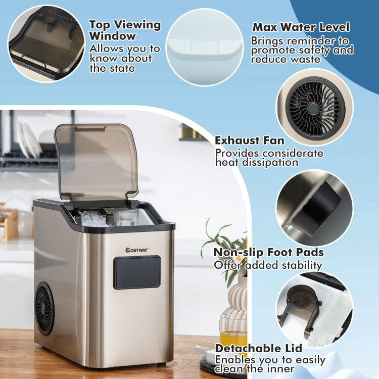 60LBS/24H Countertop Nugget Ice Maker Portable Pebble Ice Machine with 24H Timer and Self-Cleaning Function