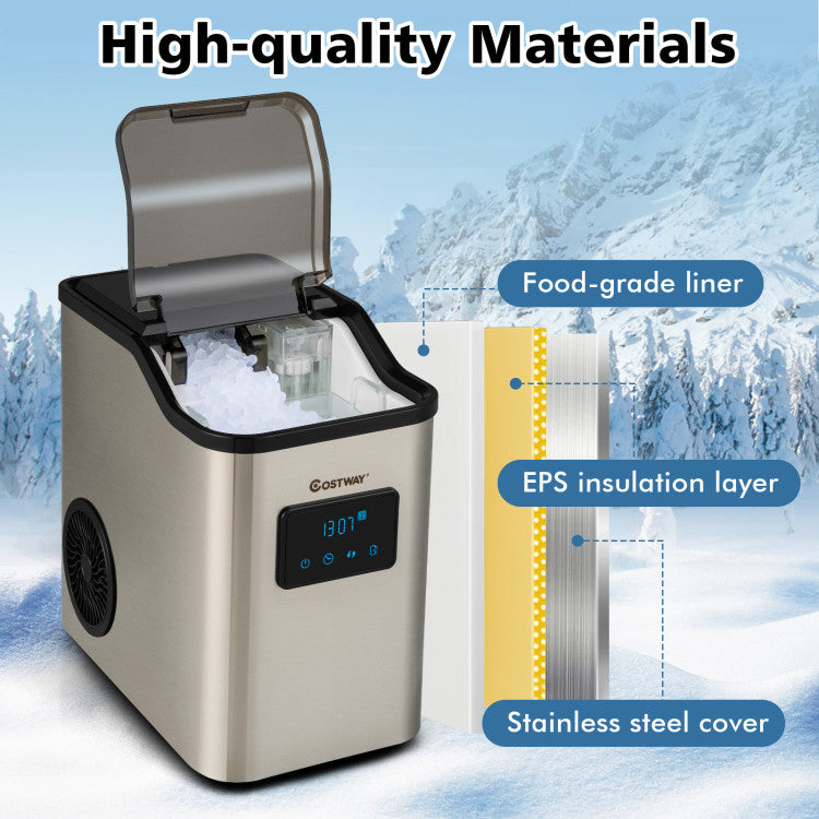 60LBS/24H Countertop Nugget Ice Maker Portable Pebble Ice Machine with 24H Timer and Self-Cleaning Function