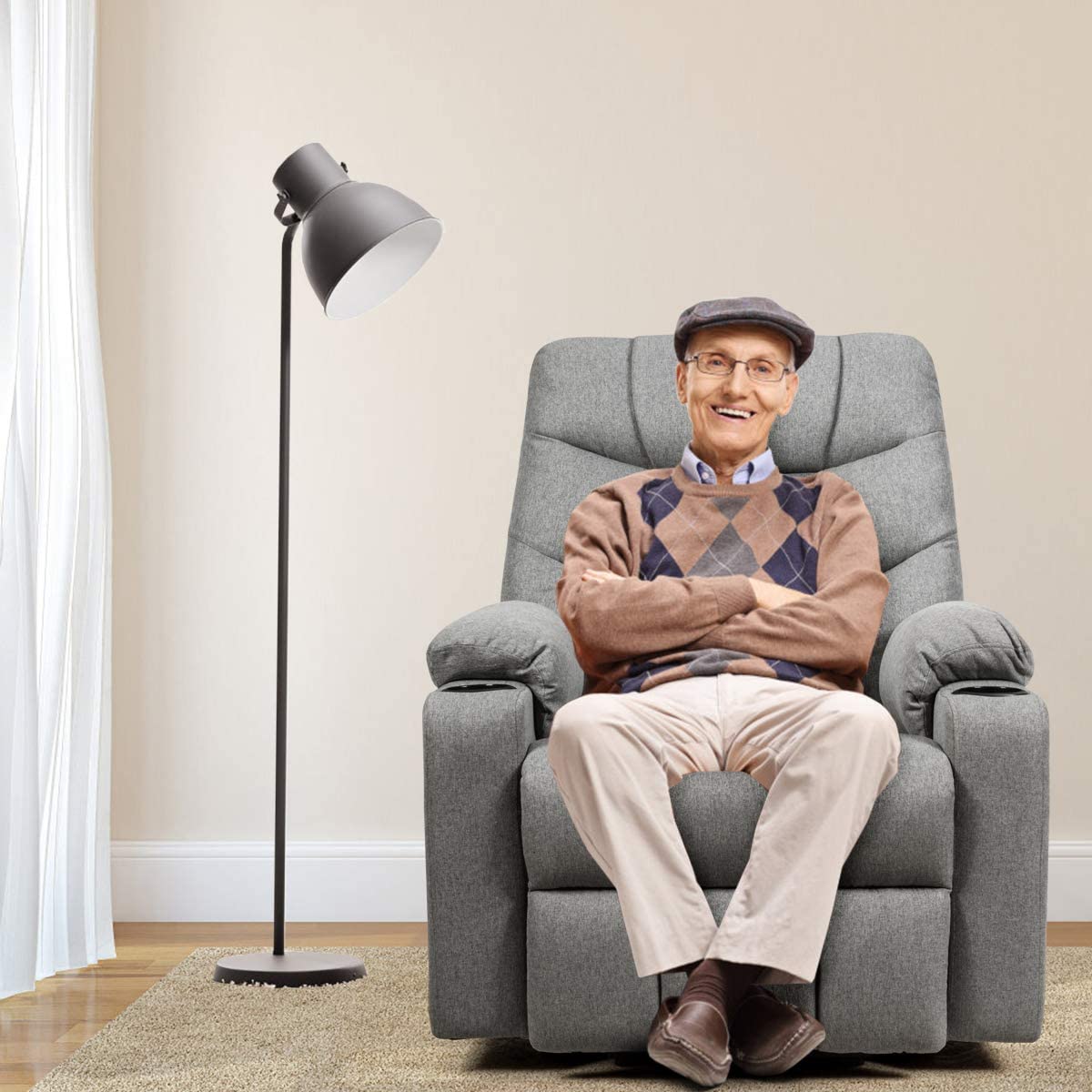 Electric Power Lift Recliner Chair Motorized Massage Sofa Chair with 8-Point Massage and Lumbar Heat for Elderly