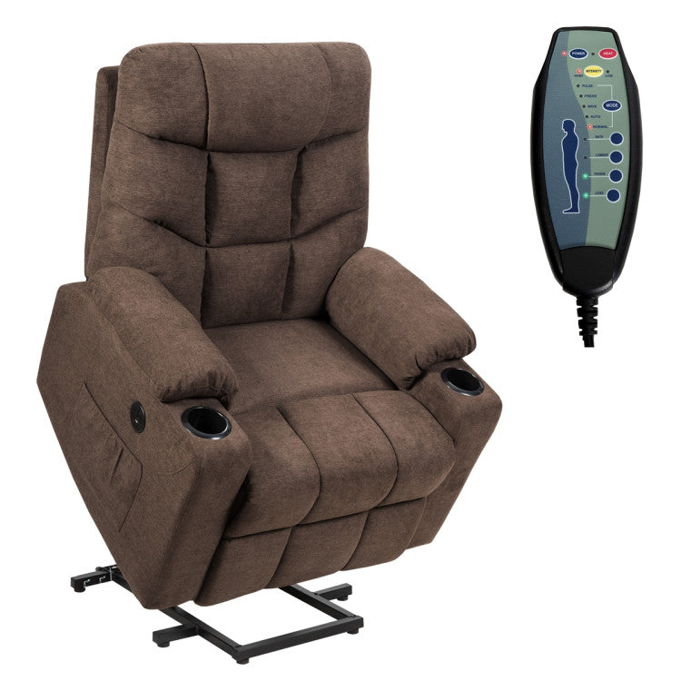 Electric Power Lift Recliner Chair Motorized Massage Sofa Chair with 8-Point Massage and Lumbar Heat for Elderly