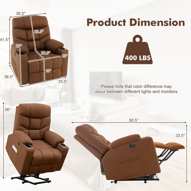 Electric Power Lift Sofa Recliner Chair Fabric Massage Chair with Adjustable Backrest and Footrest for Elderly
