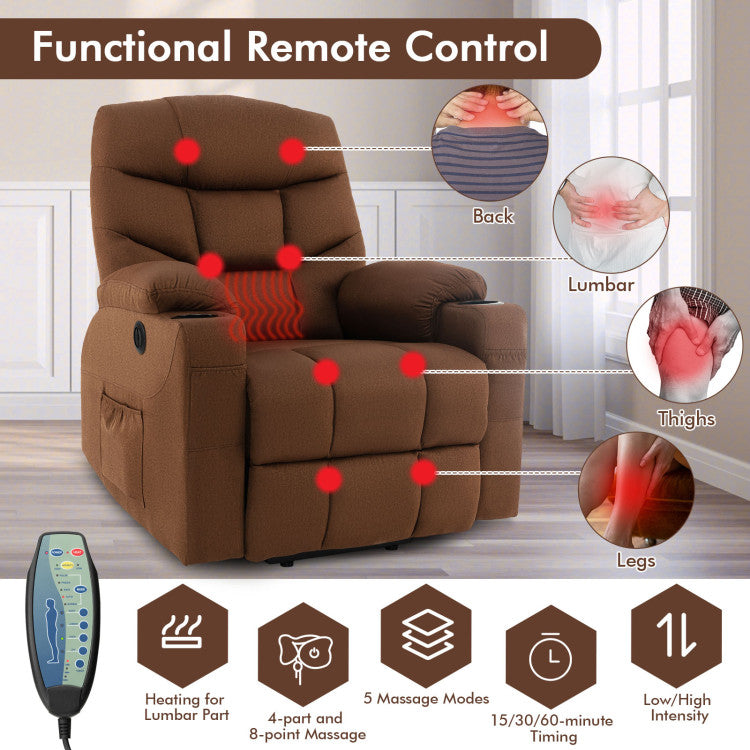 Electric Power Lift Sofa Recliner Chair Fabric Massage Chair with Adjustable Backrest and Footrest for Elderly