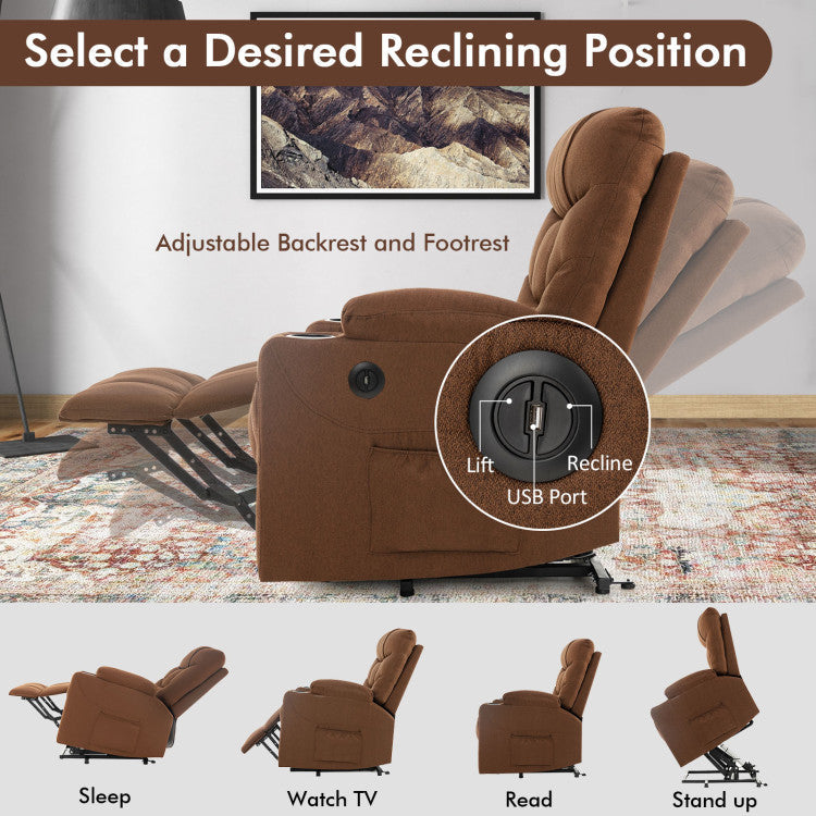 Electric Power Lift Sofa Recliner Chair Fabric Massage Chair with Adjustable Backrest and Footrest for Elderly