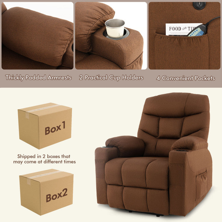 Electric Power Lift Sofa Recliner Chair Fabric Massage Chair with Adjustable Backrest and Footrest for Elderly