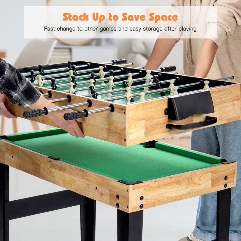 10-in-1 Multi Game Table Set, Combo Game Table with Air Hockey, Foosball, Table Tennis, Pool, Bowling & Board Games for Adults Family, Home Game Room