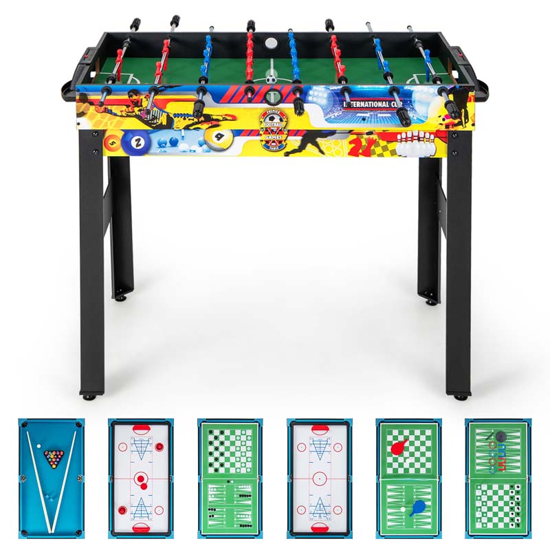 12-in-1 Multi Game Table Set, 48" Combo Game Table with Foosball, Hockey, Ping Pong, Pool, Chess, Bowling, Checkers & Shuffleboard for Home Office Bar