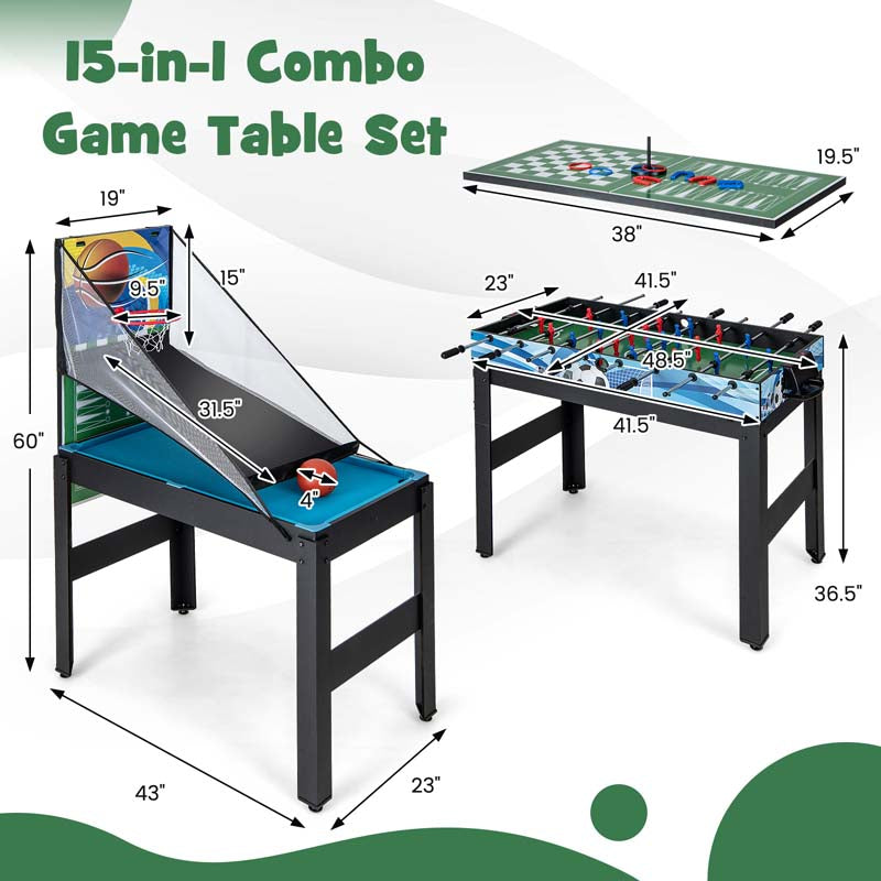 14-in-1 Multi Game Table, 48" Combo Game Table with Hockey, Foosball, Pool, Table Tennis, Basketball, Bowling for Kids Adults, Home Arcade, Game Room