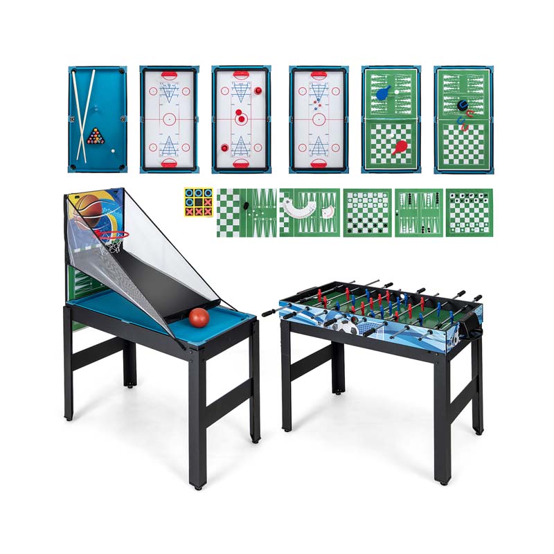 14-in-1 Multi Game Table, 48" Combo Game Table with Hockey, Foosball, Pool, Table Tennis, Basketball, Bowling for Kids Adults, Home Arcade, Game Room